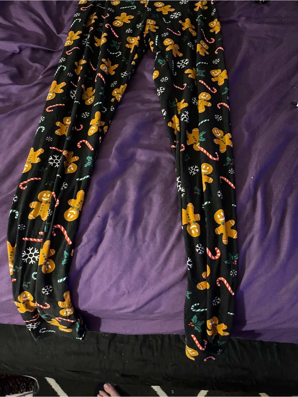 Bobbie Brooks Black Gingerbread & Candy Cane Leggings